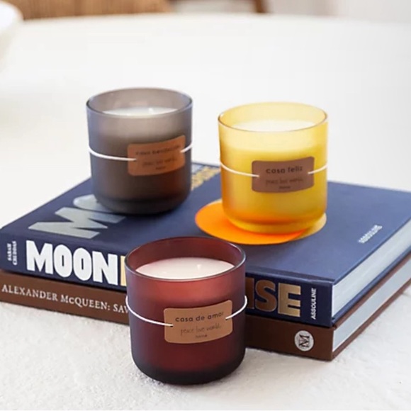 Peace Love World Set of 3 Frosted Glass Candles with Bamboo Lid - Picture 4 of 4